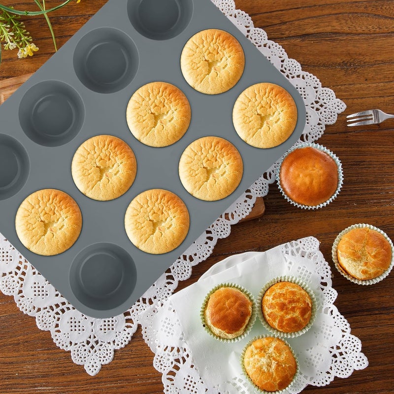 Aschef 9in1 Nonstick Silicone Baking Bundt Cake Pan Cookie Sheet Molds Tray Heat Resistant Bakeware Tools Kit for Muffin Loaf Bread Pizza CupcakeUtensil - Image 3